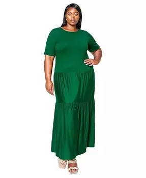 Многоярусное платье макси из журдана больших размеров L I V D, зеленый