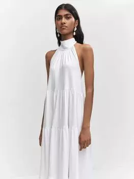 Многоярусное платье макси Mango Java, белое