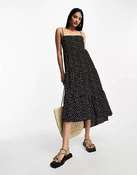 Многоярусное платье макси с открытой спиной и низким подолом ASOS DESIGN
