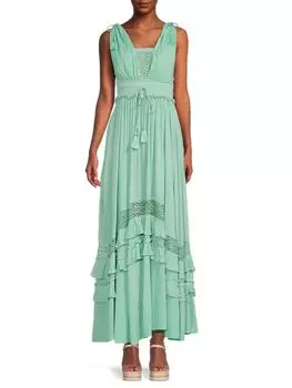 Многоярусное платье макси Santa Maria с вырезами Free People, цвет Mountain Green