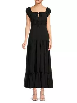 Многоярусное платье макси в крестьянском стиле Dreya Area Stars, черный