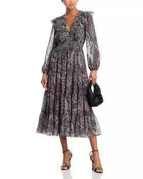 Многоярусное платье миди AQUA, мультиколор