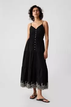 Многоярусное платье миди Gap, черный