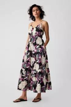 Многоярусное платье миди Gap, мультиколор