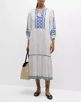 Многоярусное платье миди Mykonos Tommy Bahama, цвет White