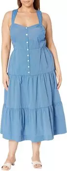 Многоярусное платье миди Plus Suzette с прошитым лифом Madewell, цвет Cerulean Blue