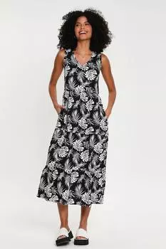 Многоярусное платье миди 'Roxy' с V-образным вырезом Threadbare, черный