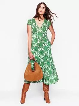 Многоярусное платье миди с цветочным рисунком Boden, зеленый/разноцветный
