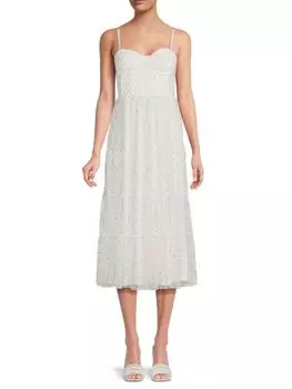 Многоярусное платье миди с корсетным принтом Ava Betsey Johnson, цвет Sonic White