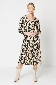 Многоярусное платье миди с V-образным вырезом и рукавами Animal Animal Dorothy Perkins, мультиколор