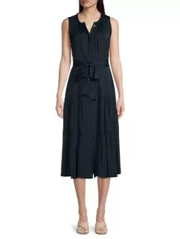 Многоярусное платье миди Scottie с поясом Kobi Halperin, темно-синий