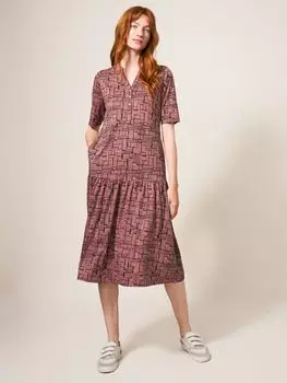 Многоярусное платье-миди White Stuff Sabina с абстрактным принтом, красный/разноцветный