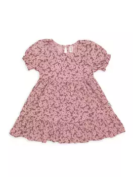 Многоярусное платье с цветочным мишкой для маленьких девочек и девочек Huxbaby, цвет dusty plum