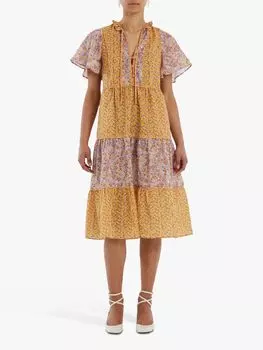 Многоярусное платье с цветочным принтом Lollys Laundry Godwin, желтый/разноцветный