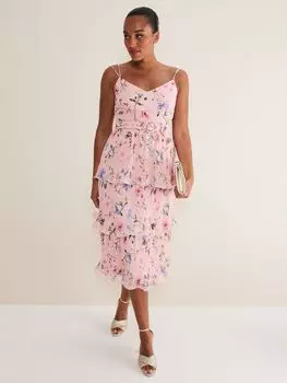Многоярусное платье с цветочным принтом Phase Eight River, Розовый/Мульти