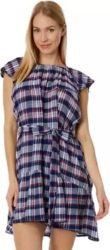 Многоярусное платье с короткими рукавами и поясом Wrangler, синий