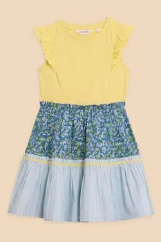 Многоярусное платье с принтом и оборками White Stuff, желтый