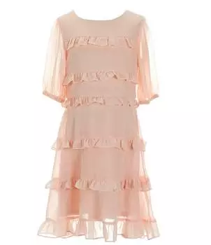 Многоярусное платье с рюшами для больших девочек GB Social 7–16 лет, розовый