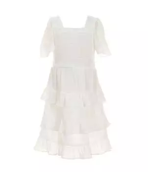 Многоярусное платье со сборками и короткими рукавами для маленьких девочек Chelsea & Violet 2T-6X, белый