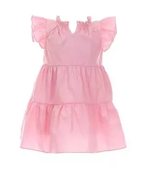 Многоярусное платье трапециевидной формы с короткими рукавами и рюшами для девочек 2T-6X A Loves A Little Girls, розовый