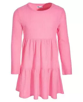 Многоярусное платье вафельного цвета с длинными рукавами для маленьких девочек Epic Threads, розовый