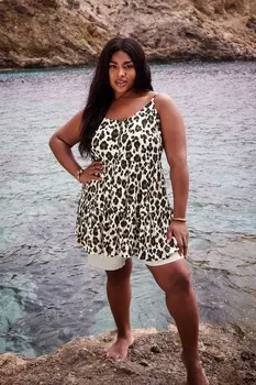 Многоярусный топ жилет с анималистичным принтом Yours Curve, коричневый