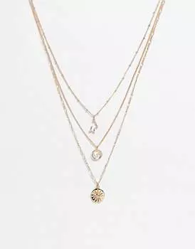 Многорядное колье со звездами Reclaimed Vintage в стиле винтаж