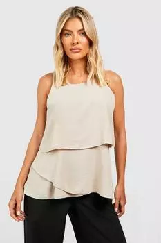 Многослойная блузка Boohoo, серо-коричневый