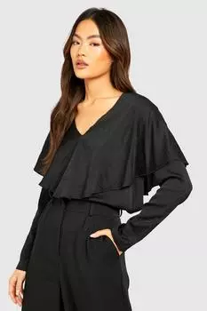 Многослойная блузка из матового атласа Boohoo, черный