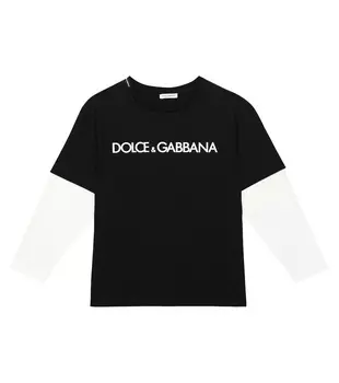 Многослойная футболка из хлопкового джерси с логотипом Dolce&Gabbana Kids, мультиколор