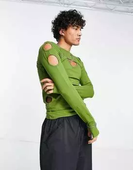 Многослойная футболка с длинными рукавами ASOS цвета хаки