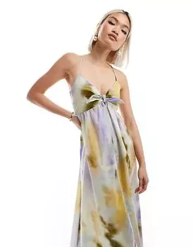 Многослойная хлопковая юбка мидакси в фиолетовом платье Edited