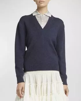 Многослойная клетчатая рубашка, шерстяной свитер Loewe, цвет Navy Grey