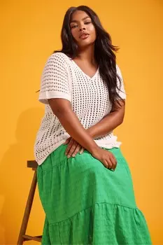 Многослойная клетчатая юбка миди Yours, зеленый