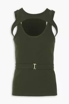 Многослойная майка из хлопкового джерси в рубчик DION LEE, зеленый