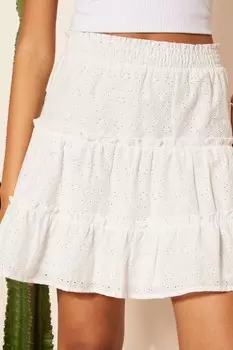 Многослойная мини-юбка с английской вышивкой Friends Like These, белый