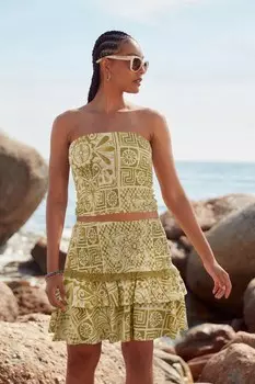 Многослойная мини-юбка со сборками Next, зеленый