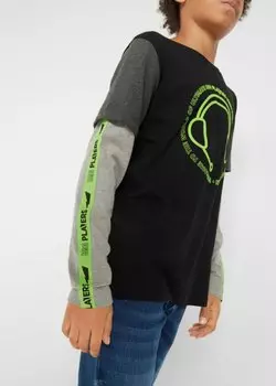 Многослойная рубашка для мальчика из натурального хлопка Bpc Bonprix Collection, черный