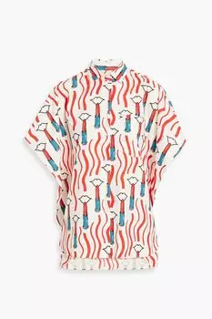 Многослойная рубашка из хлопкового поплина с принтом VALENTINO GARAVANI, слоновая кость