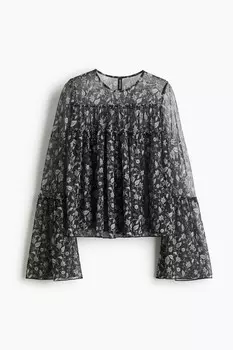 Многослойная сетчатая блузка H&M, черный