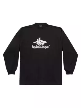 Многослойная спортивная футболка оверсайз с длинным рукавом Balenciaga, черный