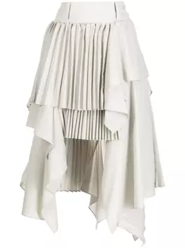 Многослойная юбка асимметричного кроя sacai, серый