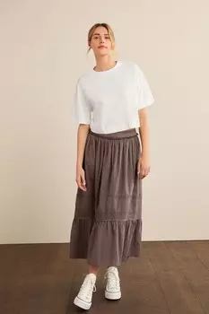 Многослойная юбка миди Next, коричневый