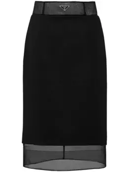 Многослойная юбка с логотипом Prada, черный