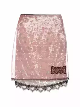 Многослойная юбка с пайетками Off-White, розовый