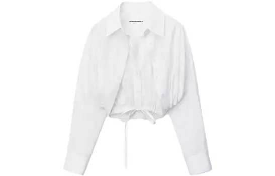 Многослойная укороченная рубашка с длинными рукавами Alexander Wang, белый