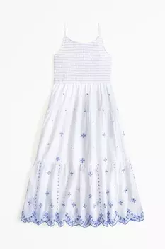 Многослойное длинное платье с вышивкой Abercrombie & Fitch, белый