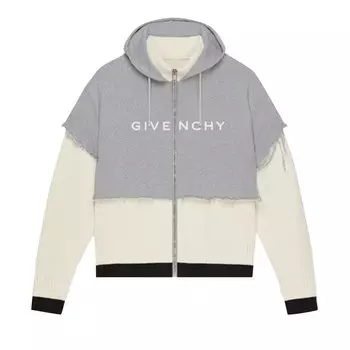 Многослойное худи на молнии от Живанши, цвет Выцветший черный