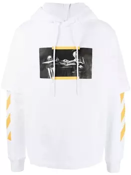 Многослойное худи с графичным принтом Off-White, белый