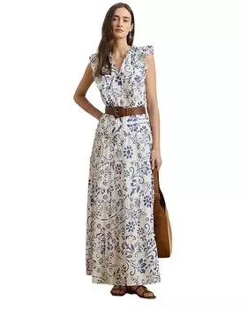 Многослойное макси-платье из хлопкового вуаля с цветочным принтом Ralph Lauren, мультиколор